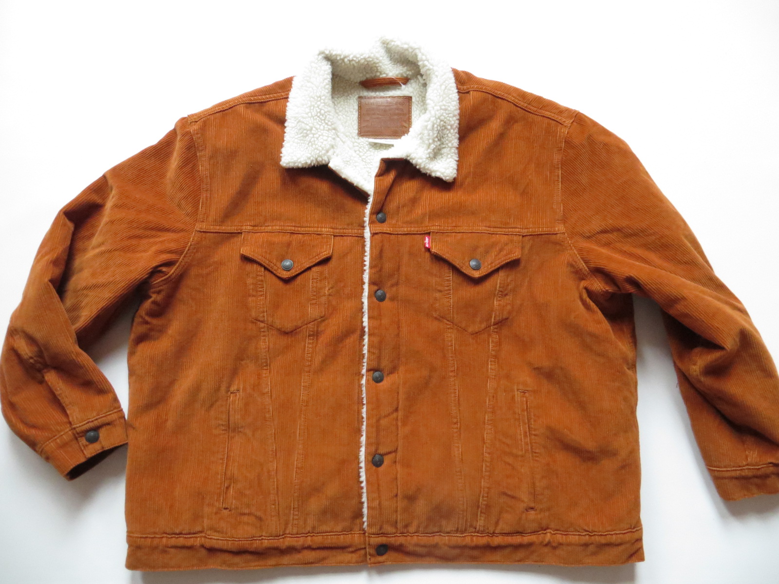 Levi's Sherpa men's corduroy denim jacket size XXL brown, warm teddy fur  lined!